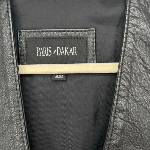 Paris Dakar Size 48 Genuine Leather Moto Vest Black Classic Perfect Fit - Picture 3 of 5